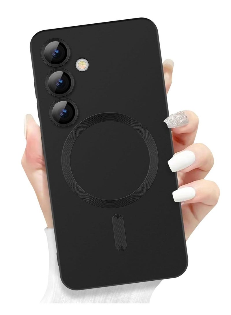 Compatible Galaxy S24 Plus Ultra Case with Camera Lens Protector (Compatible with MagSafe) Magnetic Anti-Scratch Shockproof Protective Samsung Galaxy S24+ Case for Women Men - Black - Image 1