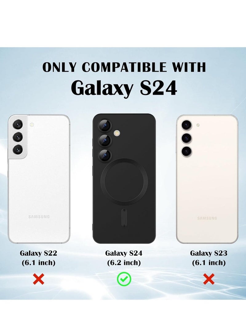 Compatible Galaxy S24 Plus Ultra Case with Camera Lens Protector (Compatible with MagSafe) Magnetic Anti-Scratch Shockproof Protective Samsung Galaxy S24+ Case for Women Men - Black - Image 4