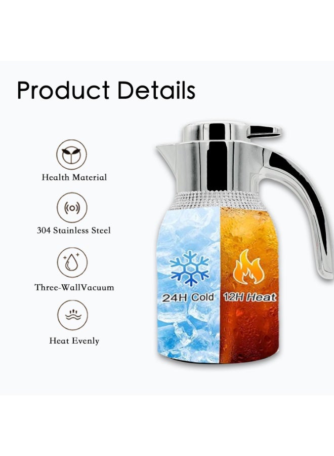 Sakura Train Hand Studded Bling Diamond Thermal Coffee Carafe Insulated Stainless Steel Vacuum Coffee Carafe for Hot Liquids, Turkish Middle Eastern Style Stainless Steel Teapot Coffee Pot for Women, Men, Adults, Guests or For Tea Party - Best Gift Idea - Image 3