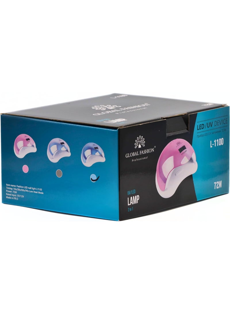 GLOBAL FASHION Professional Uv Led Lamp 2 In 1 Model L-1100 72W - Professional Nail Dryer For Gel Polish, Acrylic, And Polygel - Fast Curing, Durable, And Easy To Use  (Blue)  - Image 2