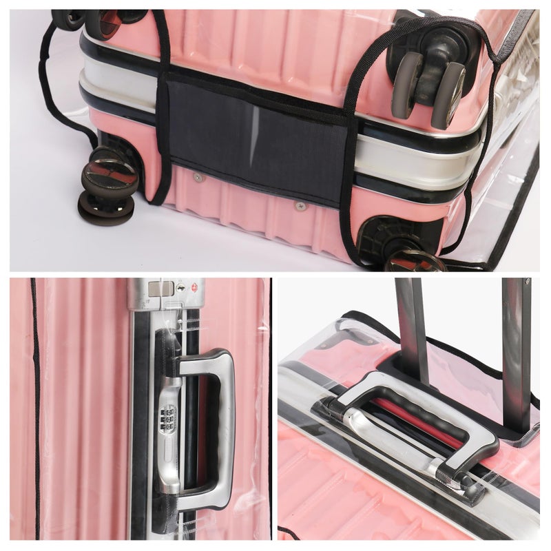FABULWAY 3PCS Clear PVC Suitcase Cover Protectors Transparent Luggage Covers Waterproof Wheeled Suitcase Dust Cover Dustproof Travel Luggage Sleeve Protector 20"+24" 28" (3PCS Upgraded) - Image 5