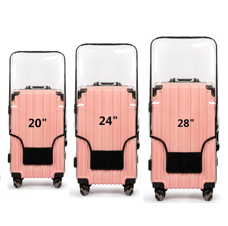 FABULWAY 3PCS Clear PVC Suitcase Cover Protectors Transparent Luggage Covers Waterproof Wheeled Suitcase Dust Cover Dustproof Travel Luggage Sleeve Protector 20"+24" 28" (3PCS Upgraded) - Image 1