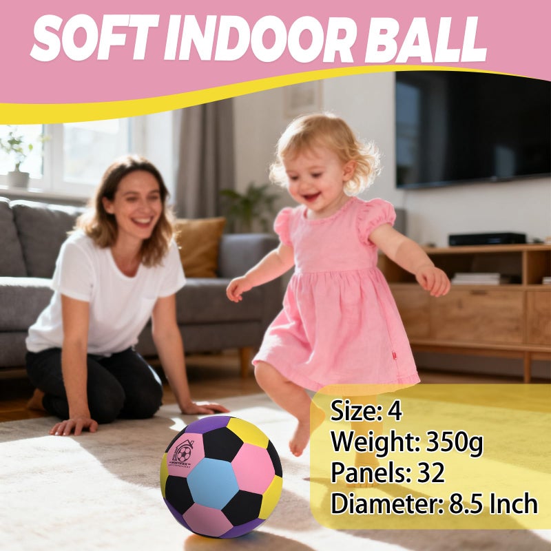 Noetifex Size 4 Soft Fabric Soccer Ball Safe Silent Indoor Ball for Youth, Lightweight House Training Ball for Dribbling & Juggling at Home(Deflated) - Image 3