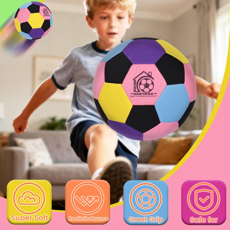 Noetifex Size 4 Soft Fabric Soccer Ball Safe Silent Indoor Ball for Youth, Lightweight House Training Ball for Dribbling & Juggling at Home(Deflated) - Image 4