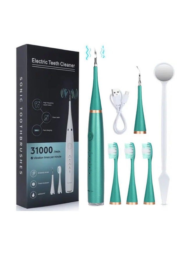 بيوينتي فرشاة أسنان كهربائية، منظفة للأسنان بالموجات فوق الصوتية، مزيلة للبقع والبلاك، تنظيف صوتي 6 في 1، مقاومة للماء IPX6، بطارية طويلة الأمد (أخضر) - Image 1