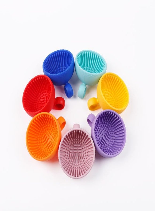 MIXNEX Silicone Scrubber Ball Cleaning Bowl – Multi-Purpose Brush Cleaner for Makeup & Dishes – Cute Round Design – Soft Scrubbing Pad for Beauty Tools, Kitchenware – 8 Colors (Orange) - Image 3