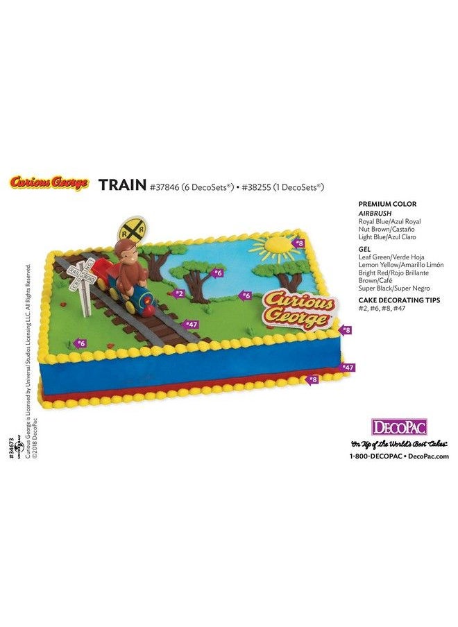 DecoPac - Decoset® Curious George Train Cake Topper 4Piece Set Keepsake Figures For Hours Of Fun Create An Adorable Birthday Centerpiece - Image 1