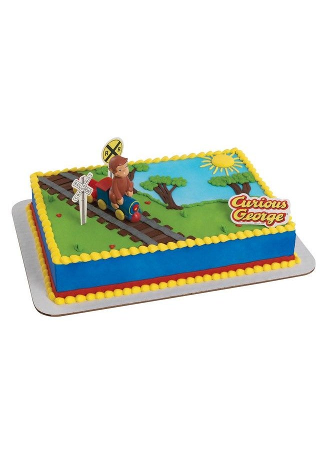 DecoPac - Decoset® Curious George Train Cake Topper 4Piece Set Keepsake Figures For Hours Of Fun Create An Adorable Birthday Centerpiece - Image 1