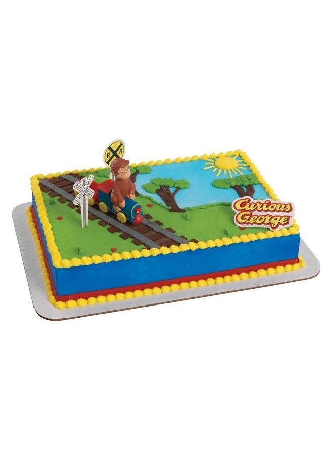 DecoPac - Decoset® Curious George Train Cake Topper 4Piece Set Keepsake Figures For Hours Of Fun Create An Adorable Birthday Centerpiece - Image 1