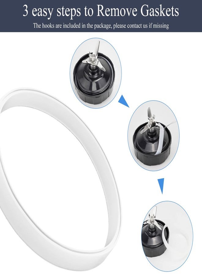 Linkidea 5 Pcs Blender Replacement Parts, Silicone Gasket Exact Fit Lid with Changing Tool, Compatible with NutriBullet Model BL480/BL680/BL910/CT680 (White) - Image 5