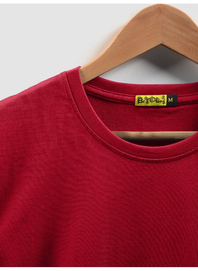 Red Plain T-shirt For Men