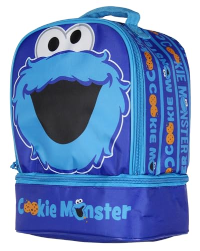 INTIMO Sesame Street Cookie Monster Dual-Compartment Insulated Lunch Box Bag Tote 10" - Image 1