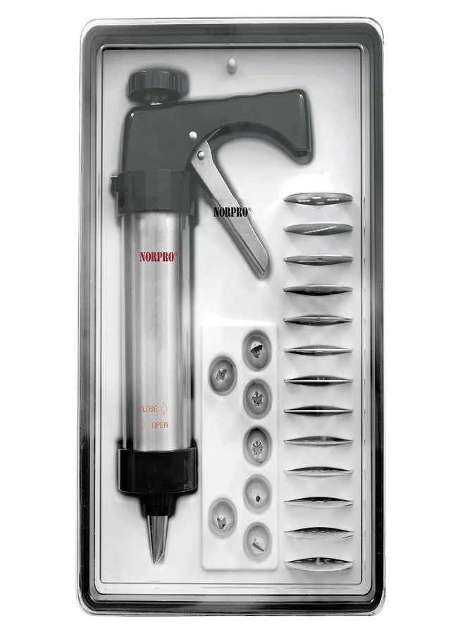 نور برو مكبس نوربرو 3299 من الفولاذ المقاوم للصدأ لتزيين الكعك/الكريمة مع حقيبة - Image 5