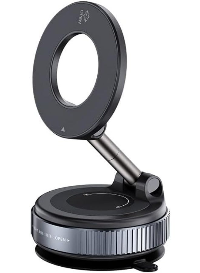 Car Mobile Phone Holder with Suction Cup, Compatible with MagSafe, 360° Adjustable aFoldable Magnetic Phone Holder For Car/Wibandshield/Glass/Any Smooth Surface - Black - Image 1