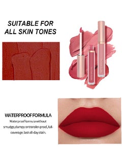 Julystar 3Pcs Nude Pink Dark Red Matte Liquid Lipstick Makeup Sets Permanent Lip Stain Set Long Lasting 24 Hours Waterproof Mate 24 Horas Originales #C  - Image 2
