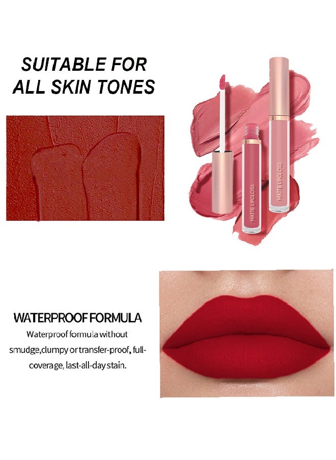 Julystar 3Pcs Nude Pink Dark Red Matte Liquid Lipstick Makeup Sets Permanent Lip Stain Set Long Lasting 24 Hours Waterproof Mate 24 Horas Originales #C  - Image 2