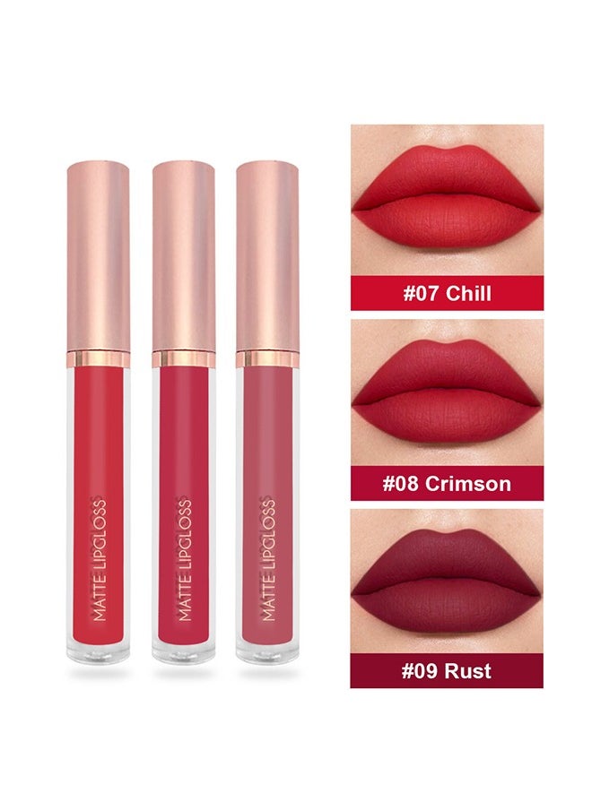 Julystar 3Pcs Nude Pink Dark Red Matte Liquid Lipstick Makeup Sets Permanent Lip Stain Set Long Lasting 24 Hours Waterproof Mate 24 Horas Originales #C  - Image 5