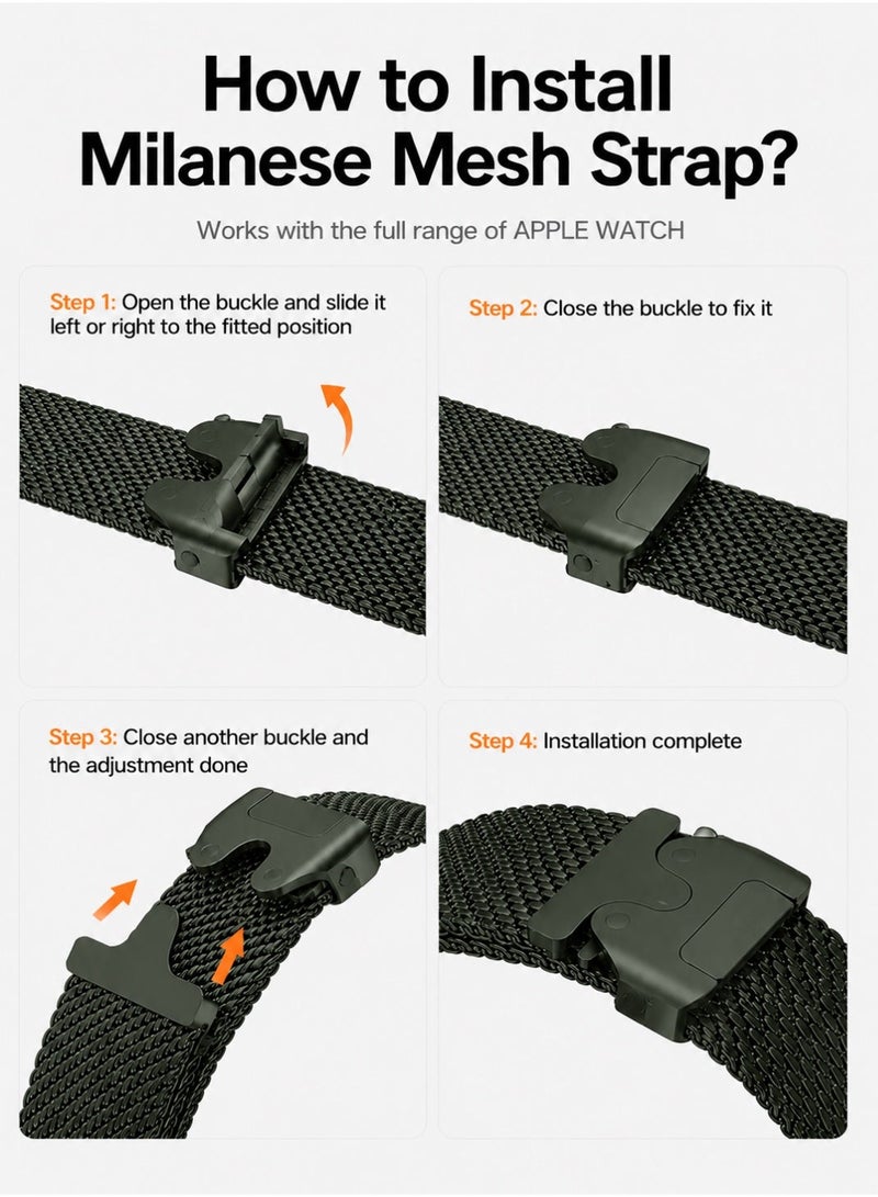 Saudi Select Titanium Milanese Loop Compatible with Apple Watch Bands 49mm 46mm 45mm 44mm for Men Women, Mesh Loop with Parachute-style Buckle for iWatch Ultra 2/Ultra Series 10 9 8 7 SE 2/SE 6 5 4 - Image 5
