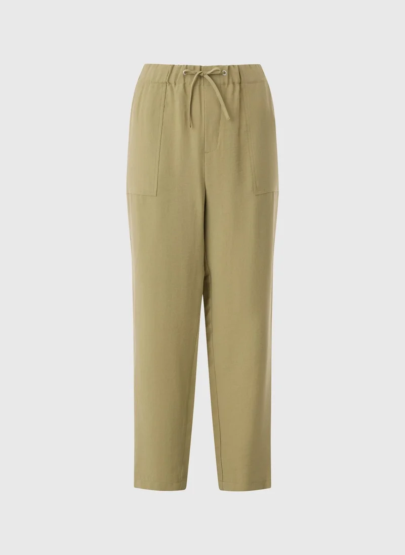 Matalan Khaki Utility Lyocell Wide Leg Trousers