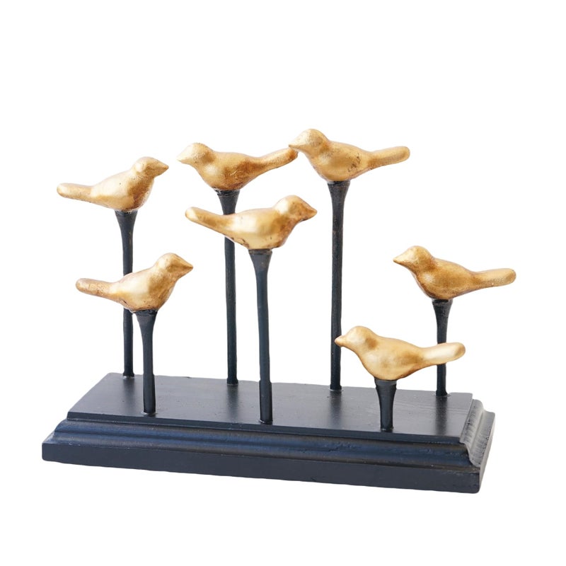 Yeaco Wooden Base Golden Birds on Branch Vertical Decorative Napkin Holder - Image 1