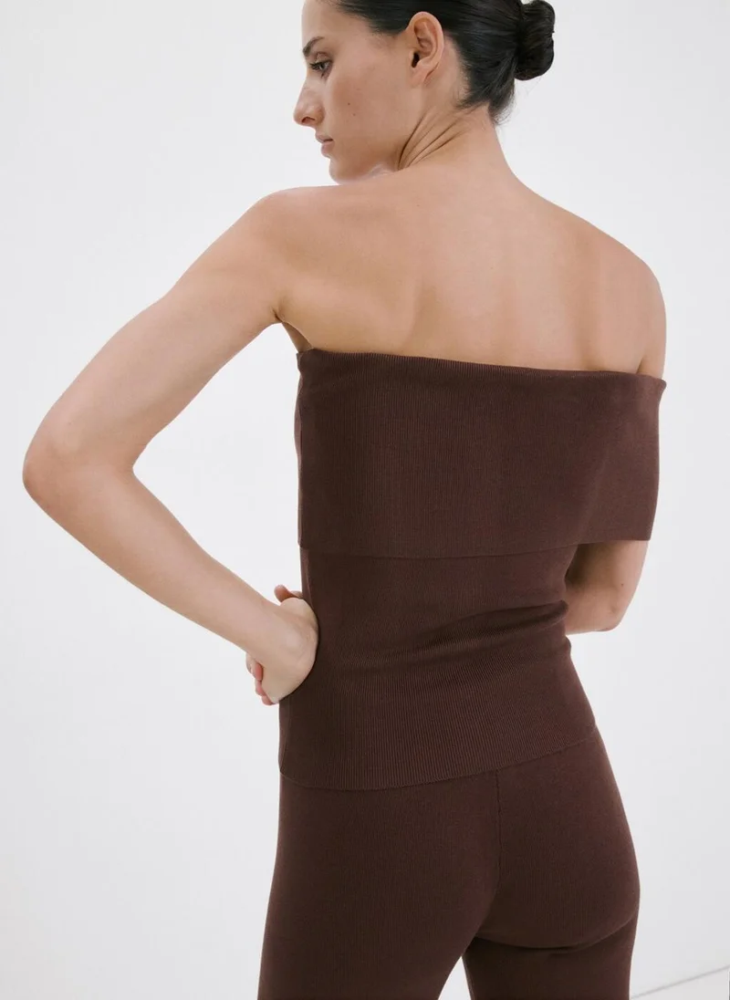 مانجو Strapless Knitted Top