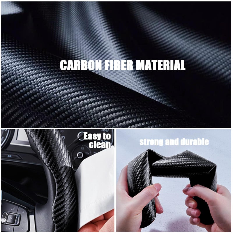 Aimato Carbon Fiber Steering Wheel Covers 3 Piece Clip on Steering Wheel Cover (Matte Black) - Image 3