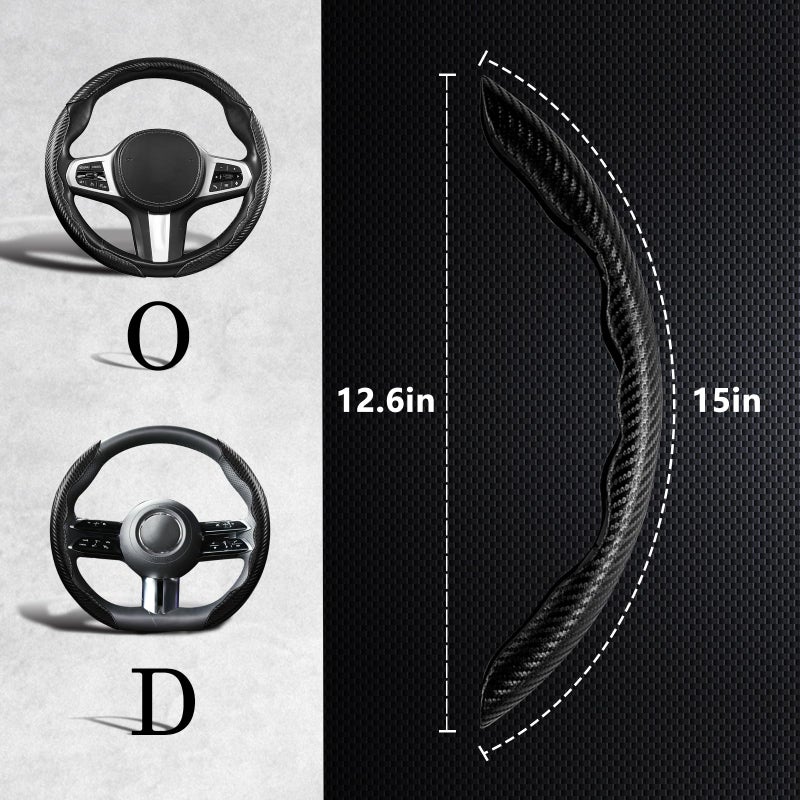 Aimato Carbon Fiber Steering Wheel Covers 3 Piece Clip on Steering Wheel Cover (Matte Black) - Image 4