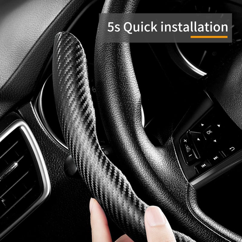 Aimato Carbon Fiber Steering Wheel Covers 3 Piece Clip on Steering Wheel Cover (Matte Black) - Image 2
