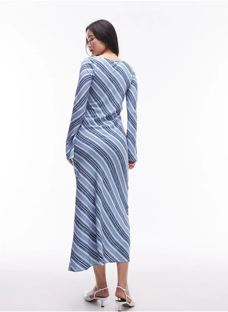 TOPSHOP Flute Sleeve Striped Dress