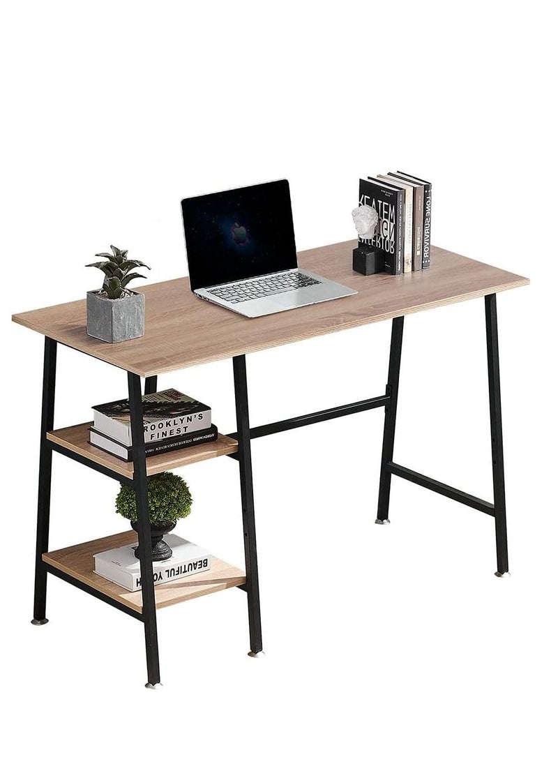 Cool Baby COOLBABY Simple Style Wood Table & Metal Frame Home Office Computer Desk Writing Study Workstation with 2 Tier Storage Shelves,43 inch - Image 1