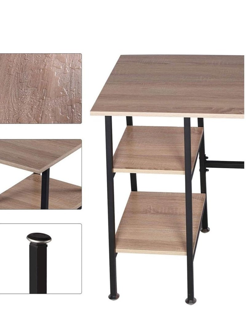 Cool Baby COOLBABY Simple Style Wood Table & Metal Frame Home Office Computer Desk Writing Study Workstation with 2 Tier Storage Shelves,43 inch - Image 5