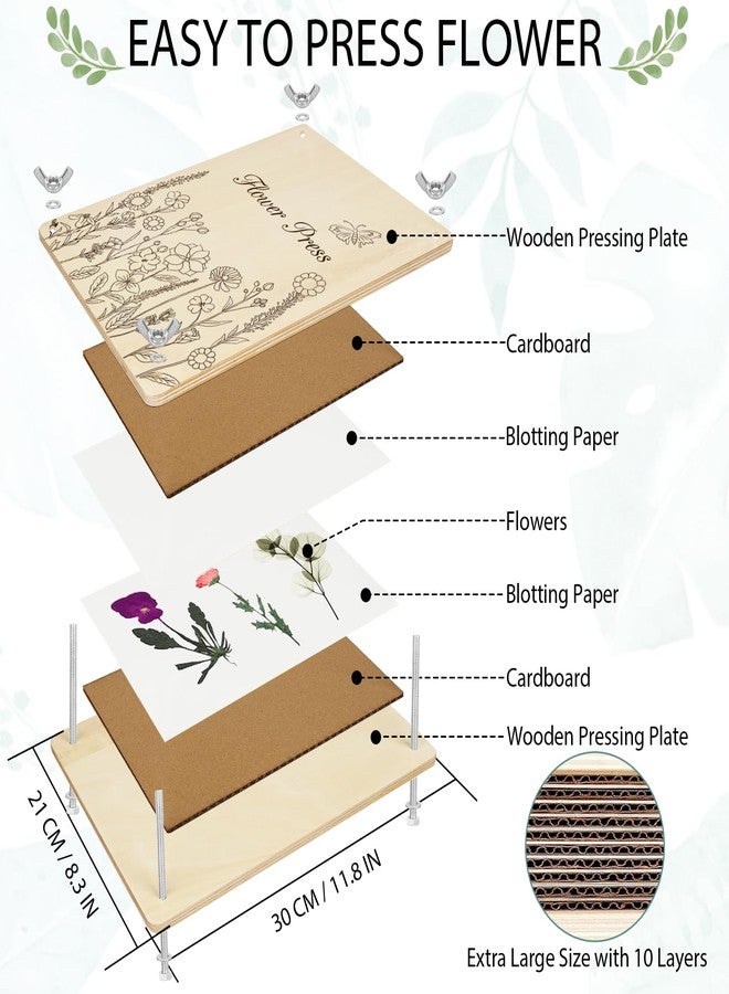 Dreamon Large Flower Press Kit - 11.8" x 8.3" 10 Layers DIY Wooden Flower Pressing Kit with Storage Bag Arts and Crafts Kits for Adults & Teens, Great Gift for DIY Arts and Crafts Lovers - Image 2