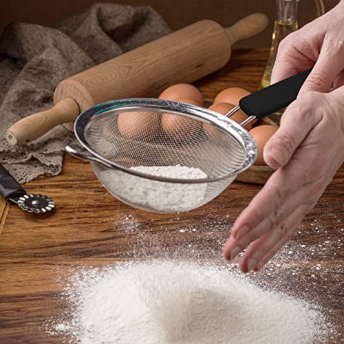 KAFOOR Fine Mesh Strainer with thermo plastic rubber handle - Sieve Fine Mesh Stainless Steel - Ideal to Sift Flour, Icing Sugar, Fruits and Vegetables (5.5 Inches) - Image 3