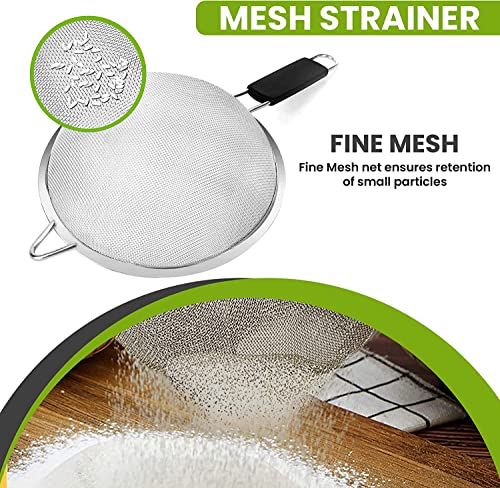 KAFOOR Fine Mesh Strainer with thermo plastic rubber handle - Sieve Fine Mesh Stainless Steel - Ideal to Sift Flour, Icing Sugar, Fruits and Vegetables (5.5 Inches) - Image 5