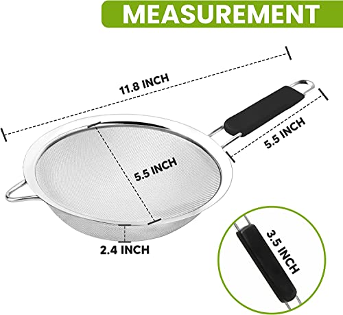 KAFOOR Fine Mesh Strainer with thermo plastic rubber handle - Sieve Fine Mesh Stainless Steel - Ideal to Sift Flour, Icing Sugar, Fruits and Vegetables (5.5 Inches) - Image 4