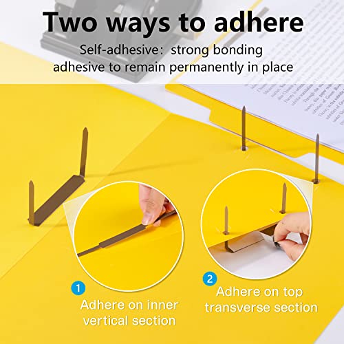 IMLIKE Self-Adhesive Prong Paper Fasteners - IMLIKE 100 PCS Metal File Fasteners, 2" Capacity, 2.75" Base for Paper Folder or Files, Brown - A Good Partner for Collecting Papers - Image 4