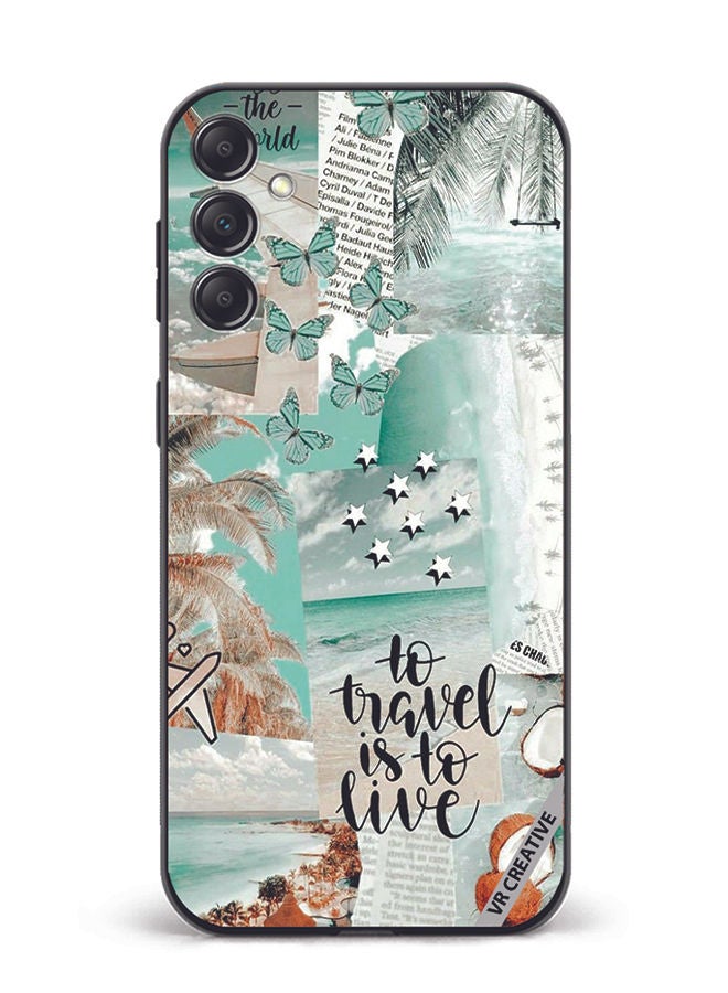 VR CREATIVE Protective Case Cover For Samsung Galaxy A34 To Tavel Is To Live Design Multicolour - Image 1