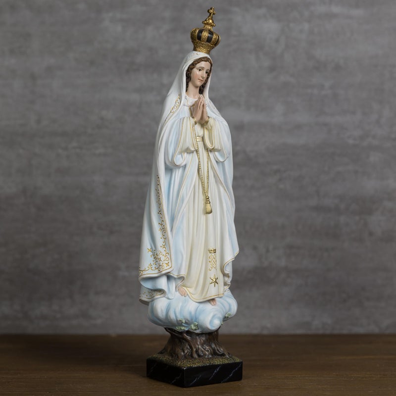 BC BUILDCLASSIC BC Catholic Our Lady of Fatima Virgin Mary Statue, 14.8" H Holy Mother Statue for Altar, Religious Gift Sacred Centerpiece for Home,Church, Hospital, Renaissance Sculpture Handpainted by Buildclassic - Image 5