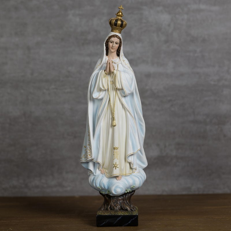 BC BUILDCLASSIC BC Catholic Our Lady of Fatima Virgin Mary Statue, 14.8" H Holy Mother Statue for Altar, Religious Gift Sacred Centerpiece for Home,Church, Hospital, Renaissance Sculpture Handpainted by Buildclassic - Image 4