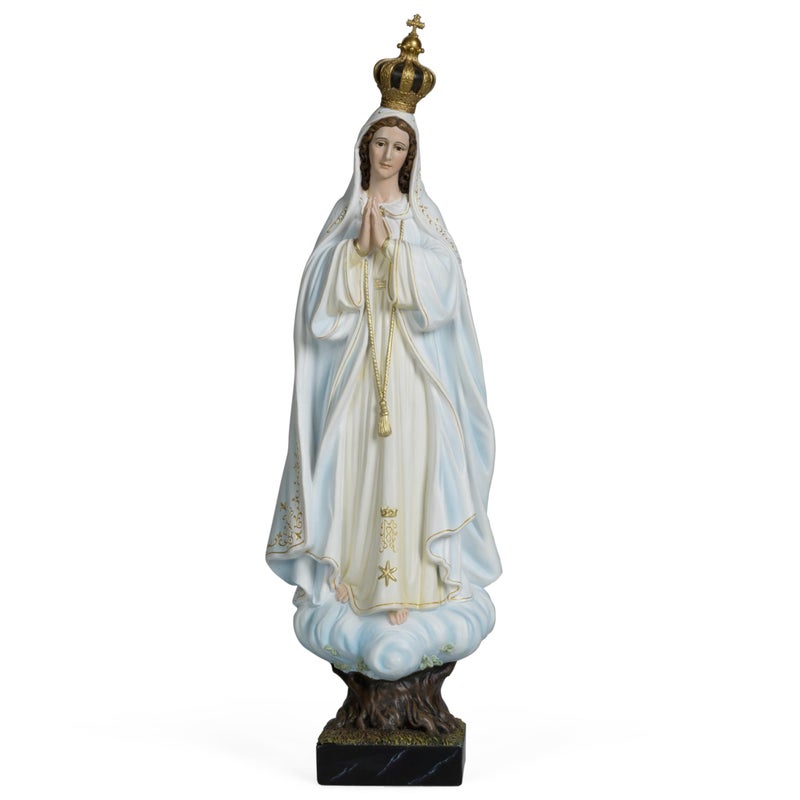 BC BUILDCLASSIC BC Catholic Our Lady of Fatima Virgin Mary Statue, 14.8" H Holy Mother Statue for Altar, Religious Gift Sacred Centerpiece for Home,Church, Hospital, Renaissance Sculpture Handpainted by Buildclassic - Image 1