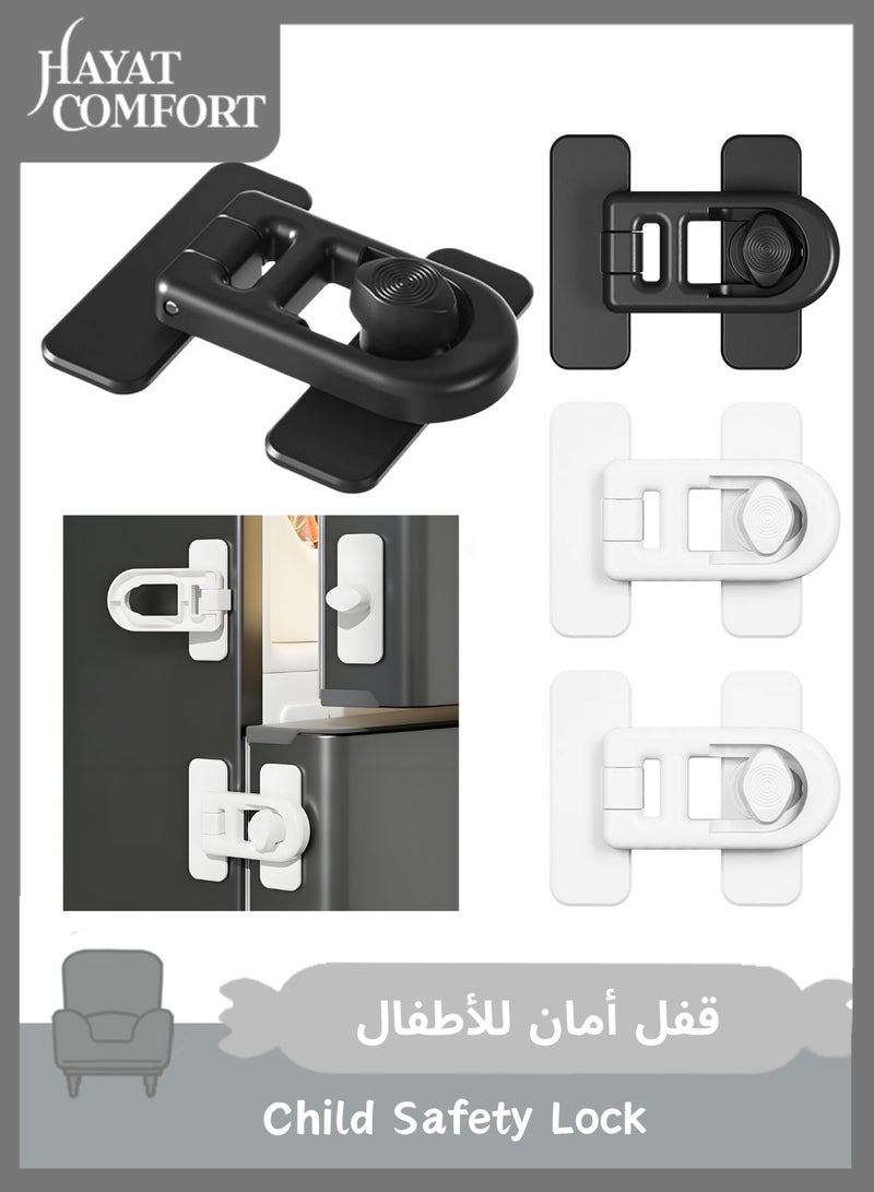 Hayat Comfort 4-Pack Baby Safety Locks, Secure and Convenient Fridge Lock, Child-Safe Refrigerator Lock with Adhesive, No Tools Needed Safety Device for Babies, Pets (2White+2Black) - Image 1
