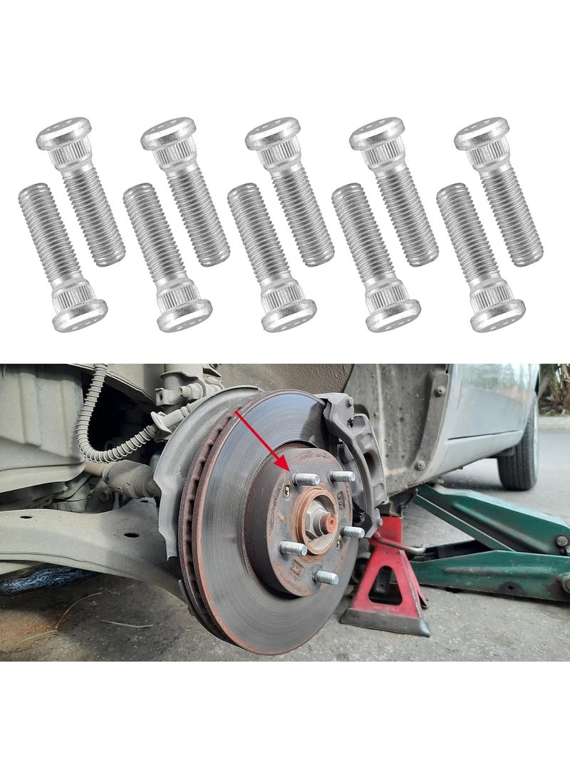 10 قطع مسامير عجلات، مسامير إطارات فولاذية، طول 49 مم ومسامير فولاذية M12x1.5، إكسسوارات سيارات مسامير عجلات متوافقة مع Chevy Lexus Toyota Scion Pontiac، استبدل #610-266 90942-02049 (10 قطع) - Image 1