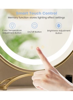 ETG Vanity Mirror with Lights, 40cm  Makeup Mirror with Lights, Smart Touch Control 3 Colors Dimmable Vanity Mirror, 360°Rotation Round Vanity Mirror for Bedroom, Bathroom  - Image 3