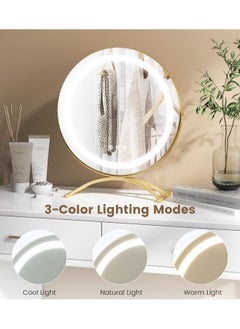 ETG Vanity Mirror with Lights, 40cm  Makeup Mirror with Lights, Smart Touch Control 3 Colors Dimmable Vanity Mirror, 360°Rotation Round Vanity Mirror for Bedroom, Bathroom  - Image 2