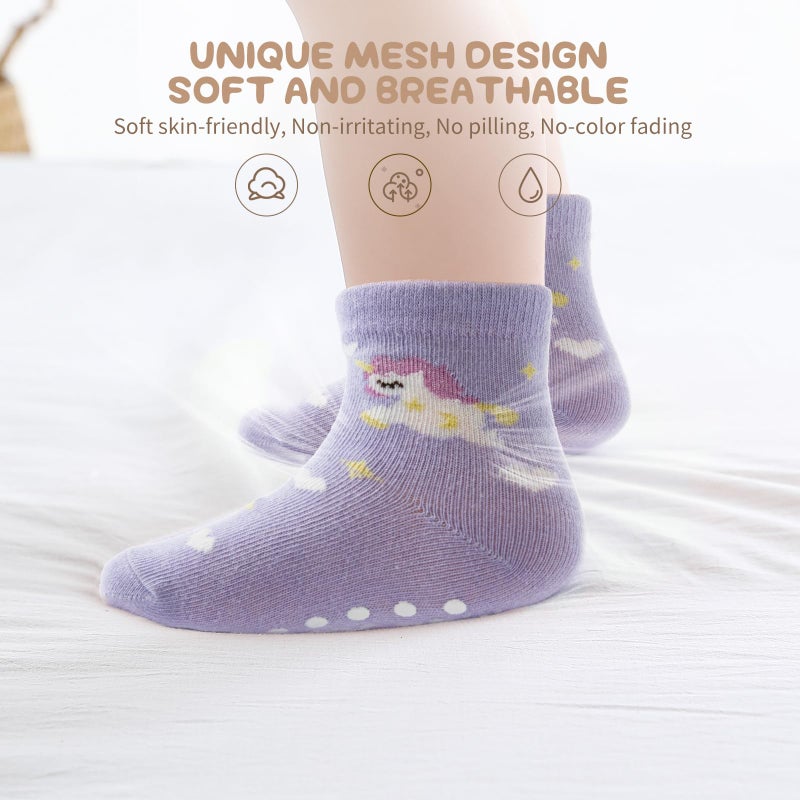 Aroveea Non Slip Grip Ankle Baby Socks 12 Pack for Toddler Boys and Girls Kids Infant Baby Cute Cotton Socks - Image 3