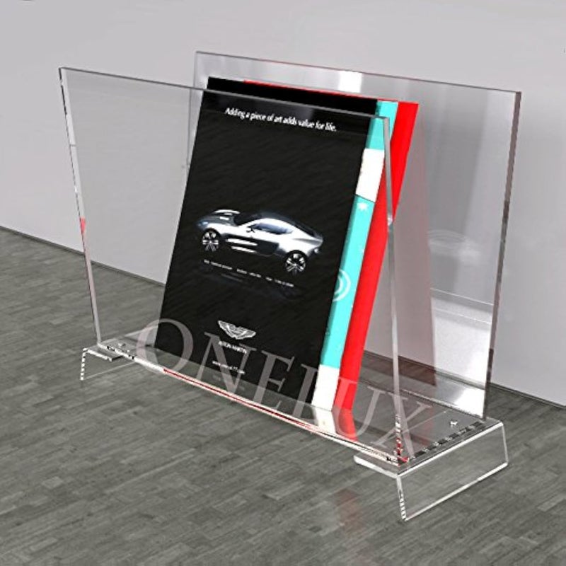 ONELUX Clear Acrylic Home use Acrylic MagazineNewspaperbrochure RackLucite Book Holder  KD Packed
