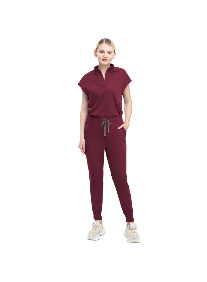 NIBEMINENT Women Scrub Set Surgical Nursing Hospital Uniform Medical Uniforms  Short Sleeve Workwear Clinic Nurse Scrub - Image 1