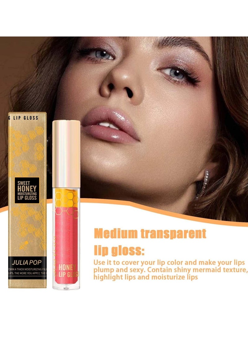 JULIA POP Sweet Honey Moisturizing Lip Gloss Plumping Lip Balm Transparent with Honey Long Lasting Moisturizing Non Sticky Fresh Shiny Texture Lip Care Oil Hydrating Lip Glow Plumping Lip Gloss #01  - Image 3