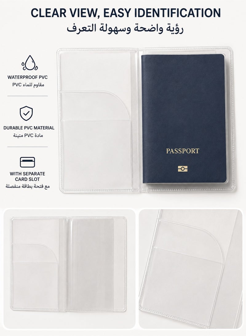 LVON 2-Piece Passport Holder Set, RFID Passport Wallet with Card & Boarding Pass Slots + Transparent Waterproof PVC Passport Cover, Travel Essentials for Women & Men(black) - Image 5