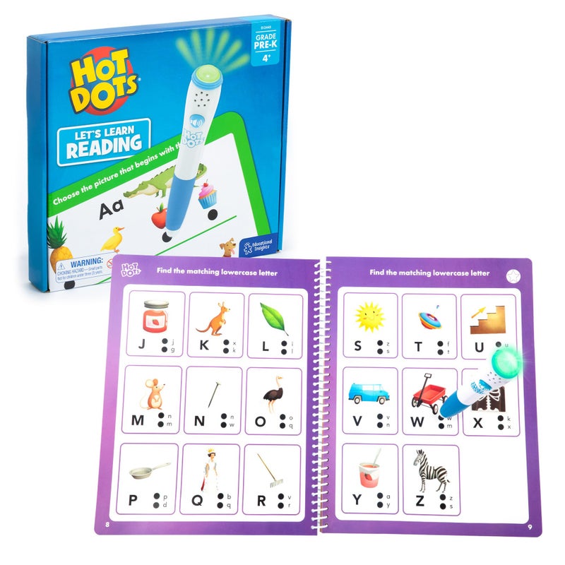 Educational Insights Hot Dots Let's Learn Pre-K Reading - Learn to Read Preschool Workbook with Interactive Pen, Kids Travel Activity, Ages 3+ - Image 1